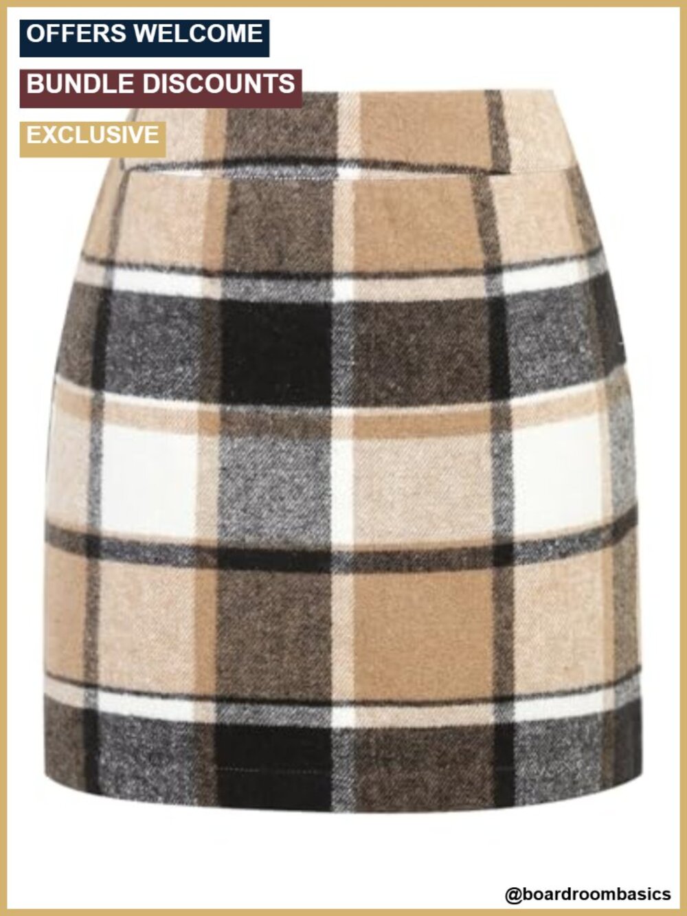 Womens High Waisted Plaid Pencil Mini Skirt Wool Blend Fall Winter
